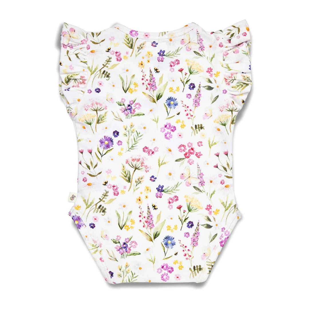 SNUGGLE HUNNY ORGANIC SHORT SLEEVE BODYSUIT WITH FRILL - GRACIE