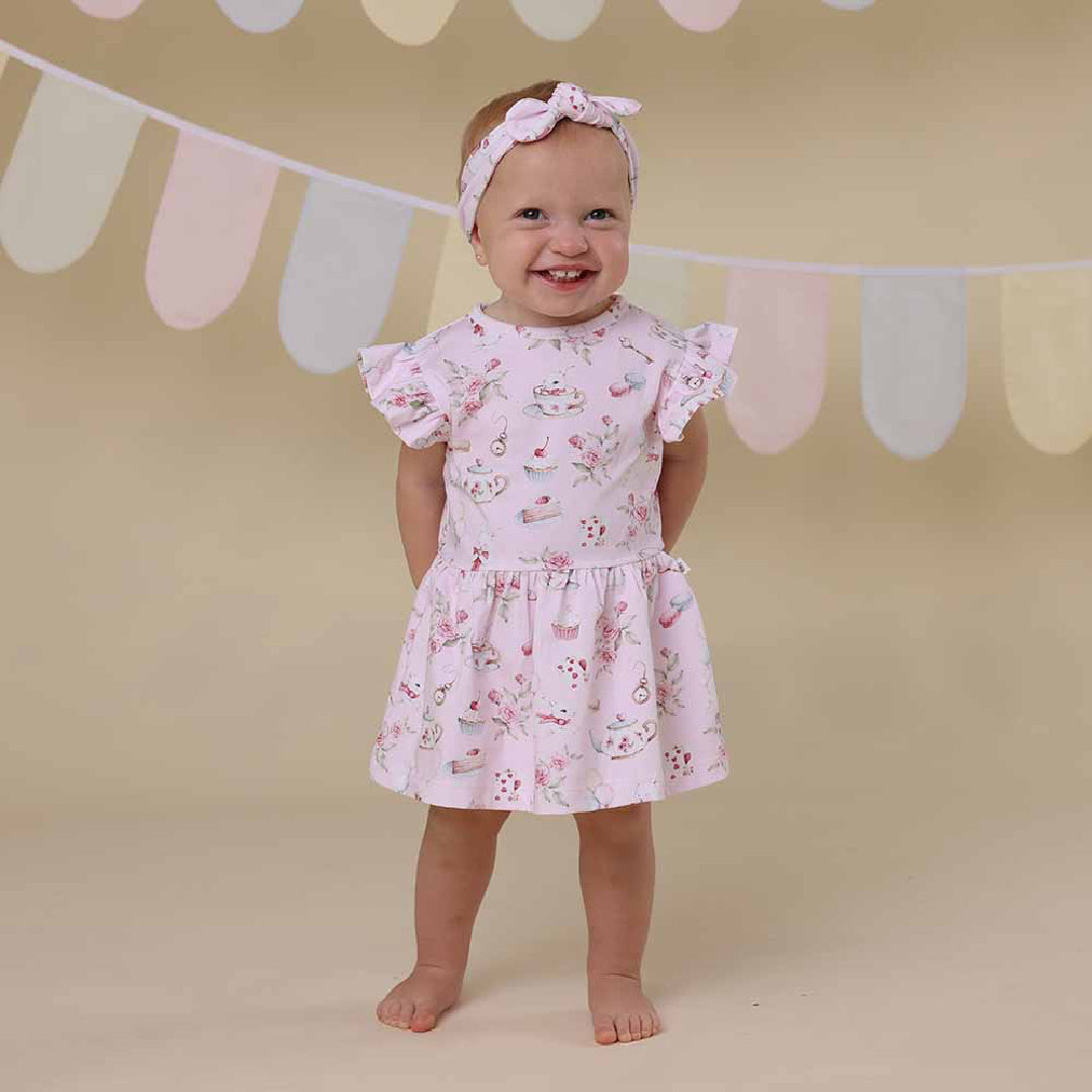 SNUGGLE HUNNY ORGANIC DRESS - ALICE&#39;S TEA PARTY