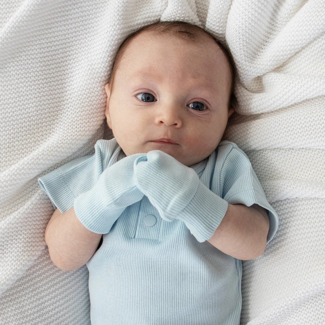 Snuggle Hunny Baby Blue Organic Cotton Rib Mittens