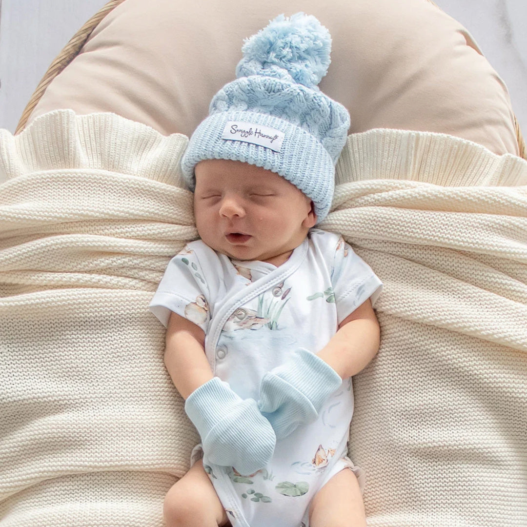 Snuggle Hunny Baby Blue Organic Cotton Rib Mittens