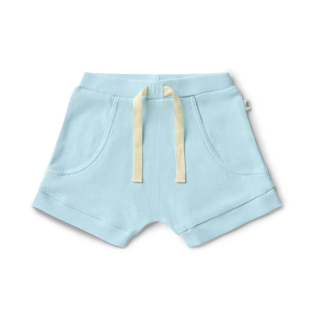 SNUGGLE HUNNY ORGANIC BABY SHORTS - BABY BLUE