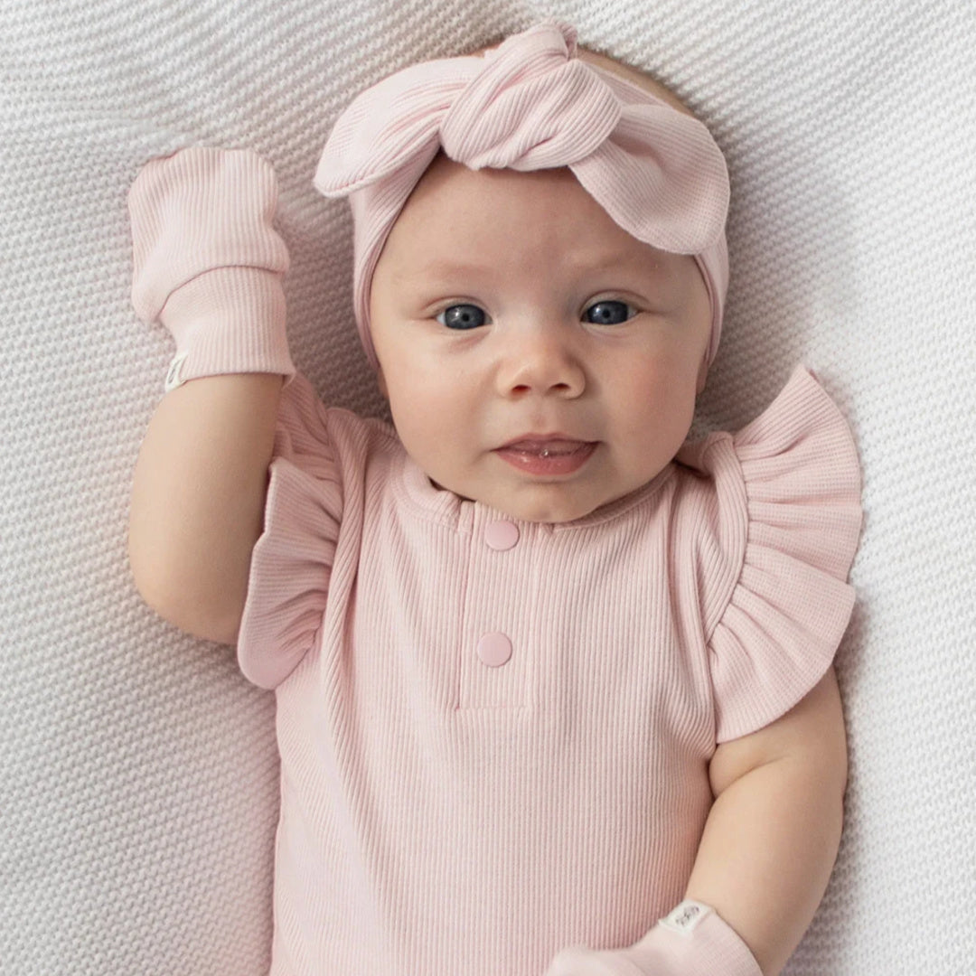 Snuggle Hunny Baby Pink Organic Cotton Rib Mittens