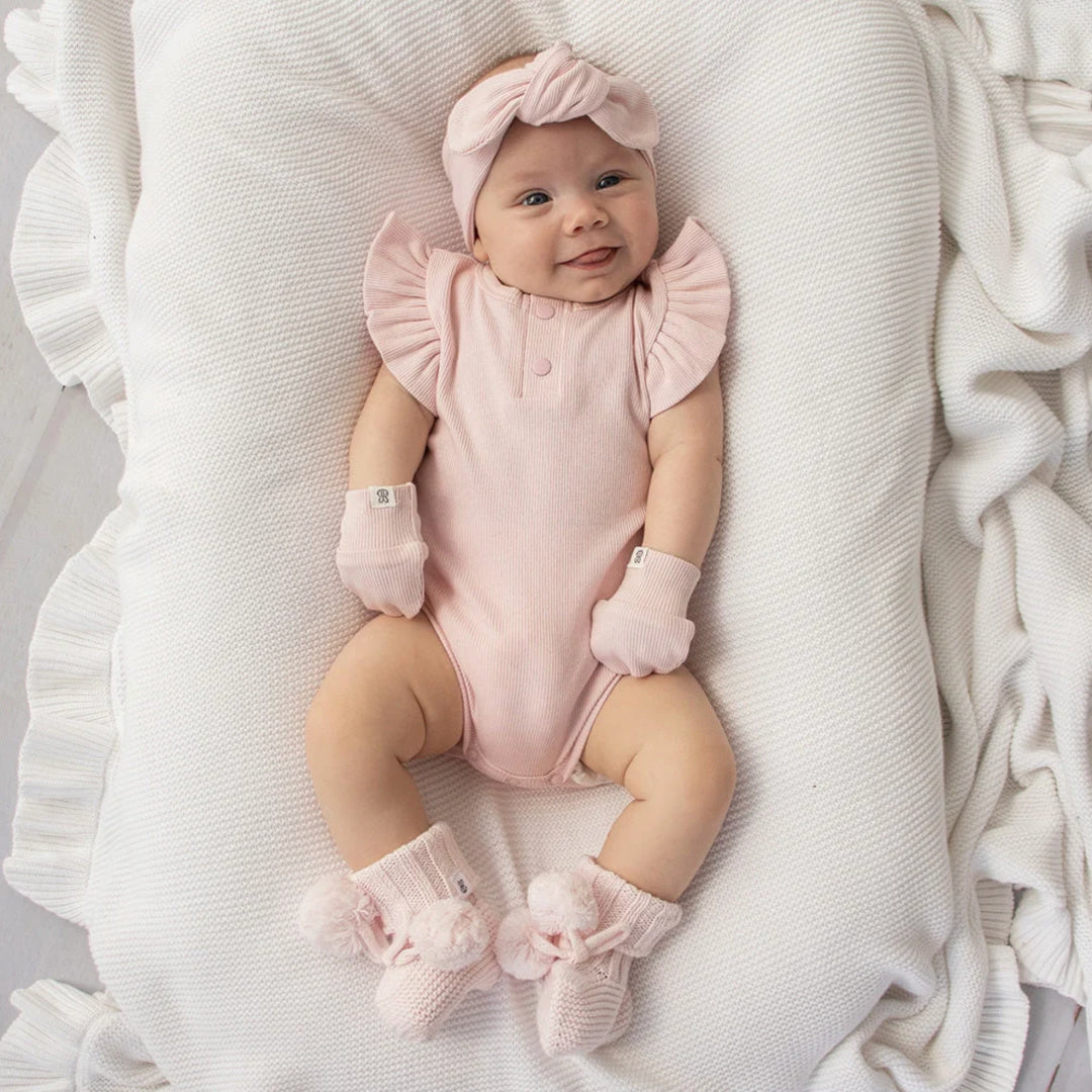 Snuggle Hunny Baby Pink Organic Cotton Rib Mittens