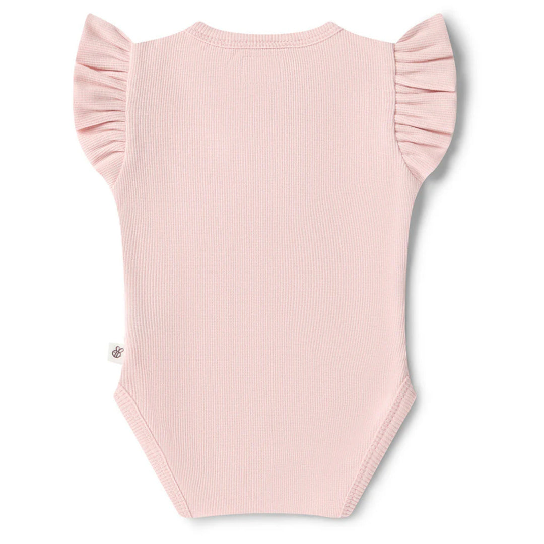 SNUGGLE HUNNY ORGANIC SHORT SLEEVE BODYSUIT WITH FRILL - BABY PINK
