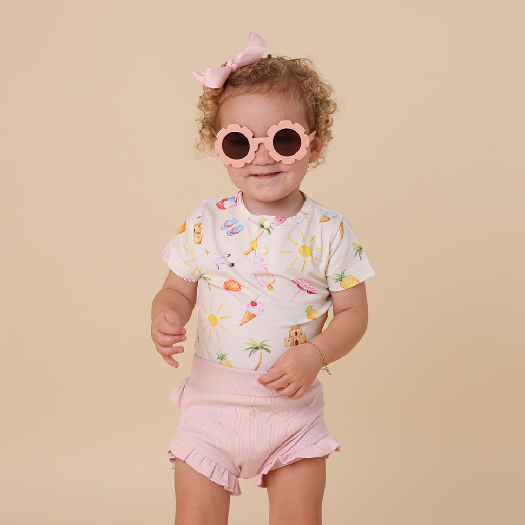 SNUGGLE HUNNY ORGANIC SHORT SLEEVE BODYSUIT - BEACH FUN