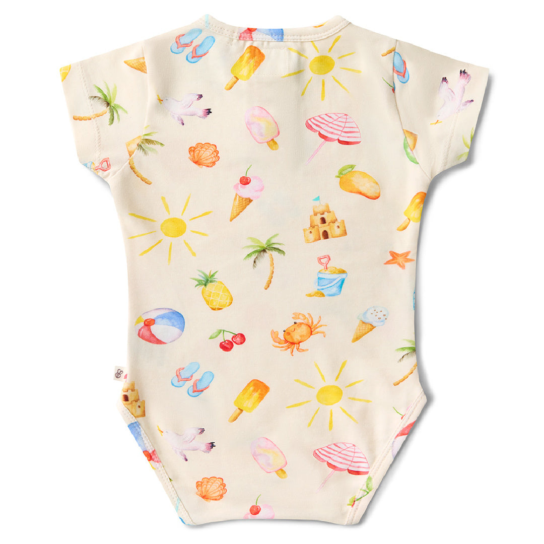 SNUGGLE HUNNY ORGANIC SHORT SLEEVE BODYSUIT - BEACH FUN