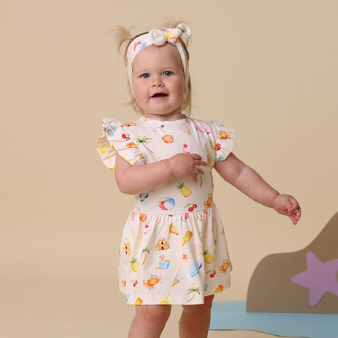 SNUGGLE HUNNY ORGANIC DRESS - BEACH FUN