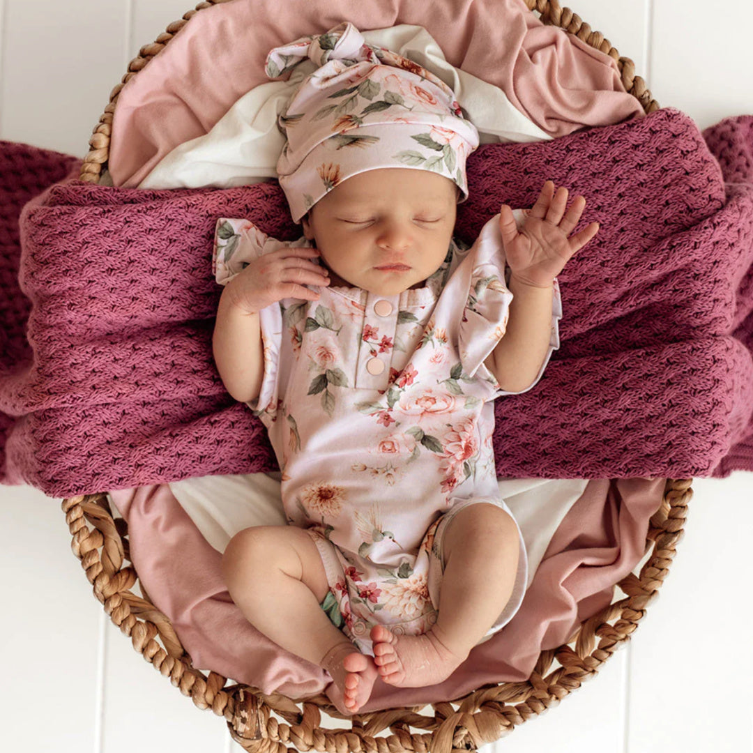 SNUGGLE HUNNY ORGANIC SHORT SLEEVE BODYSUIT WITH FRILL -  BIRDS &amp; BLOOMS