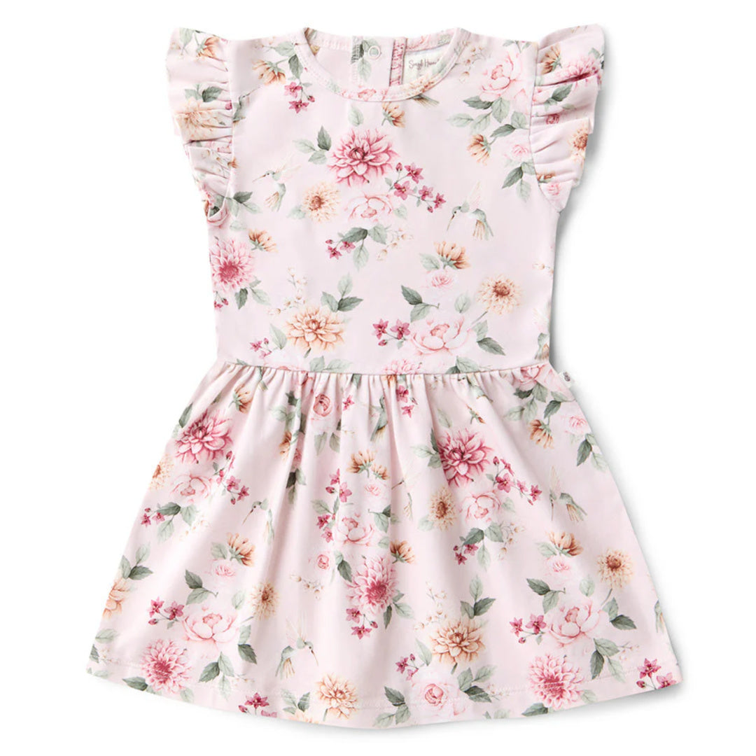 SNUGGLE HUNNY ORGANIC DRESS - BIRDS &amp; BLOOMS