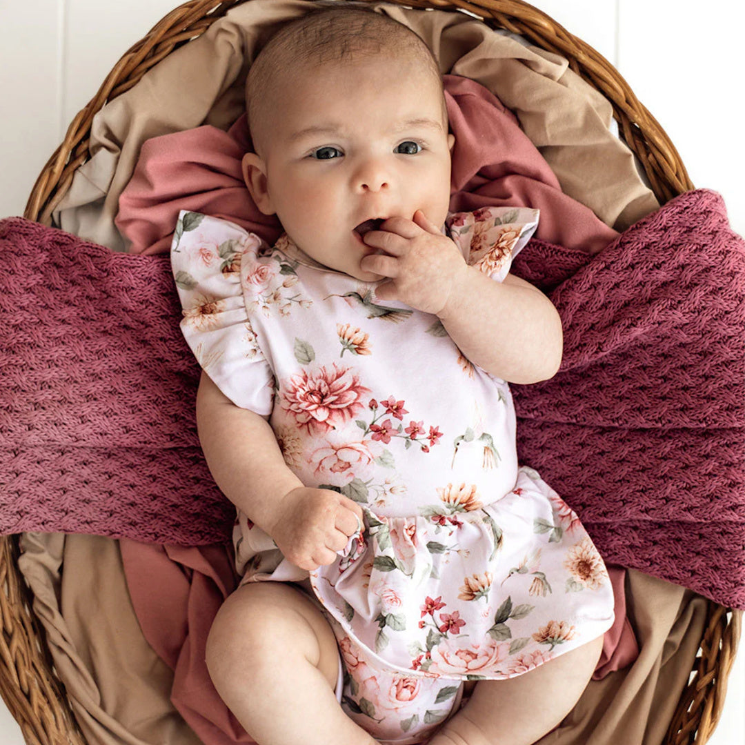 SNUGGLE HUNNY ORGANIC DRESS - BIRDS &amp; BLOOMS