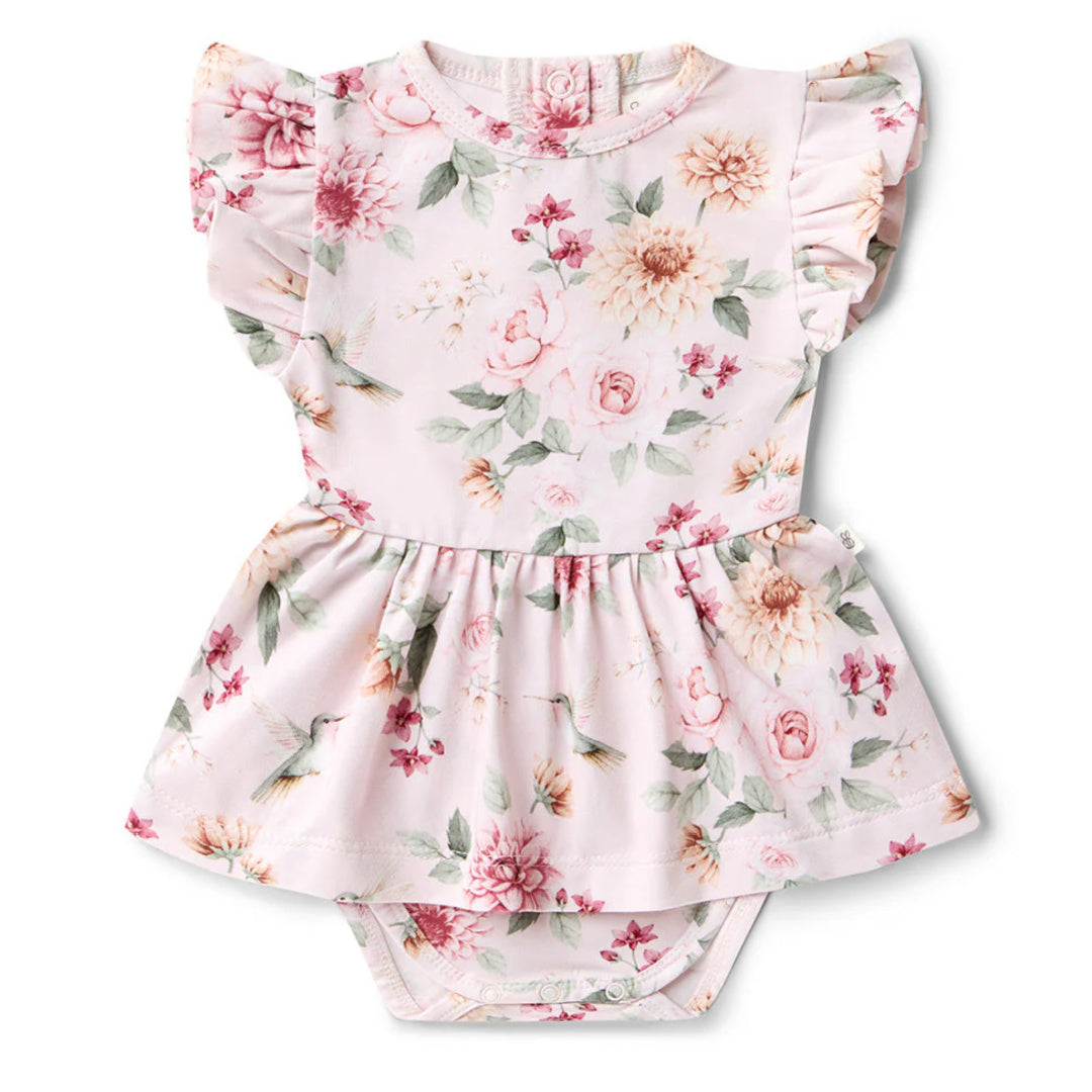 SNUGGLE HUNNY ORGANIC DRESS - BIRDS &amp; BLOOMS
