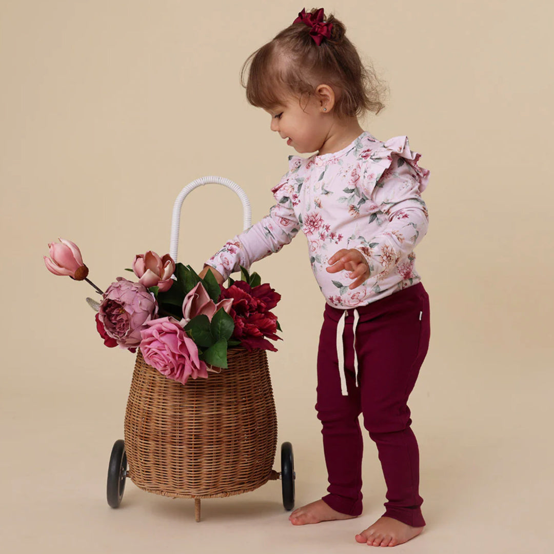 SNUGGLE HUNNY ORGANIC LONG SLEEVE BODYSUIT WITH FRILL -  BIRDS &amp; BLOOMS