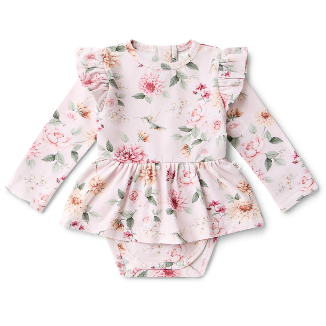 SNUGGLE HUNNY LONG SLEEVE ORGANIC DRESS - BIRDS &amp; BLOOMS