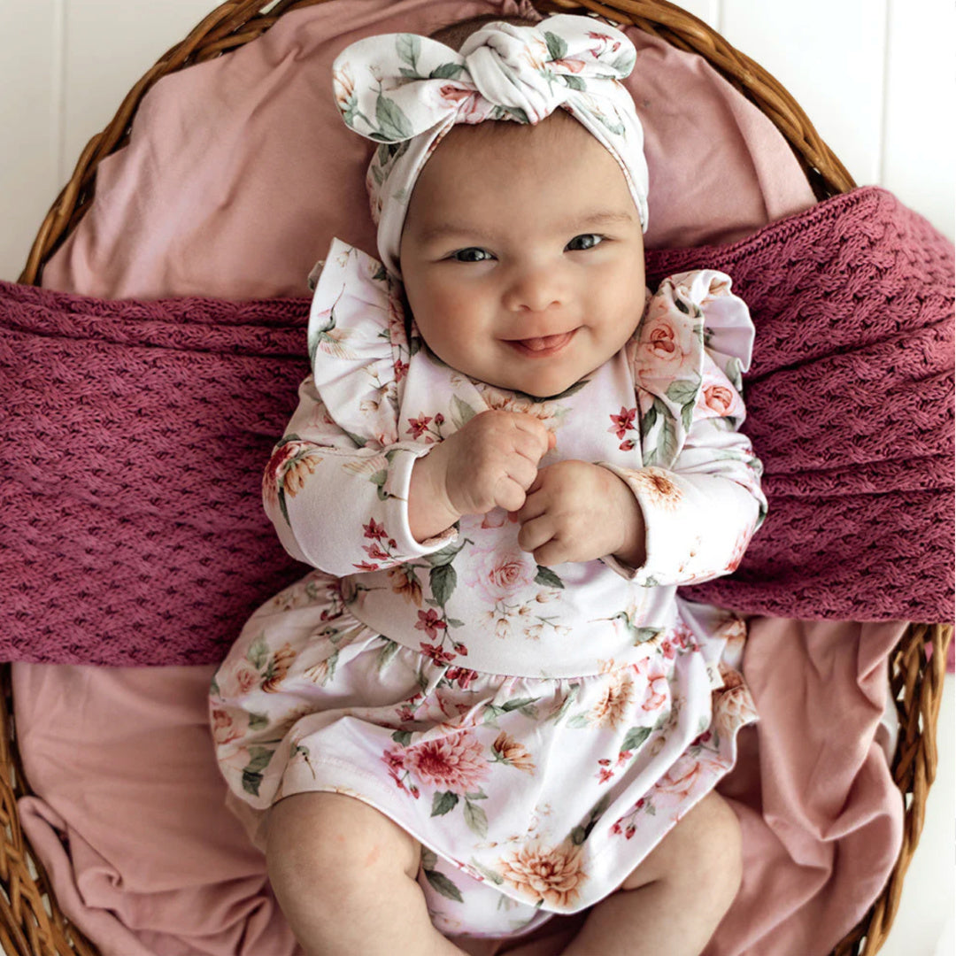 SNUGGLE HUNNY LONG SLEEVE ORGANIC DRESS - BIRDS & BLOOMS