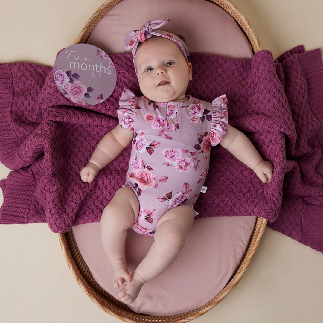 SNUGGLE HUNNY ORGANIC SHORT SLEEVE BODYSUIT WITH FRILL - BLOSSOM