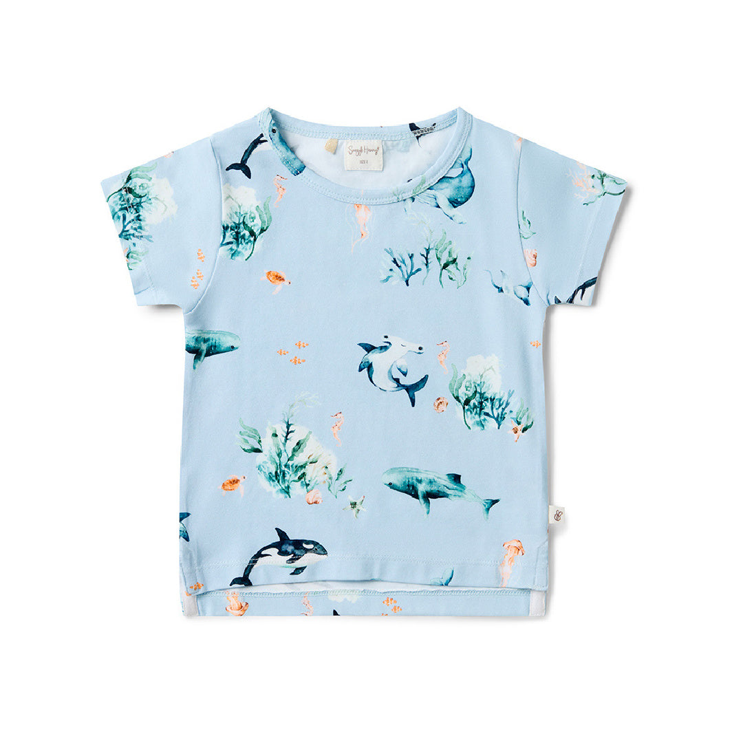 SNUGGLE HUNNY ORGANIC SHORT SLEEVE T-SHIRT - BLUE OCEAN