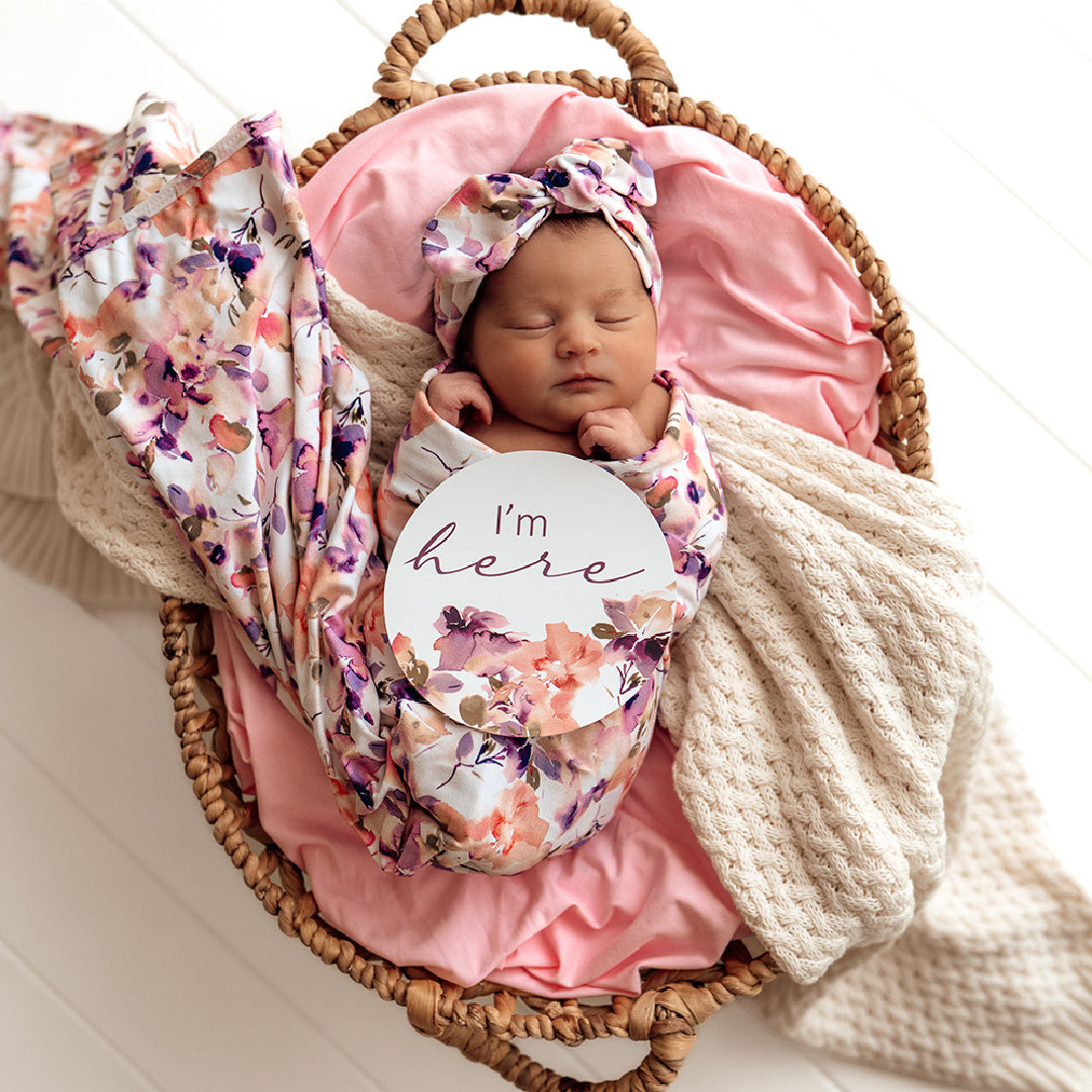 SNUGGLE HUNNY ORGANIC JERSEY WRAP AND TOPKNOT SET - BLUSHING BEAUTY