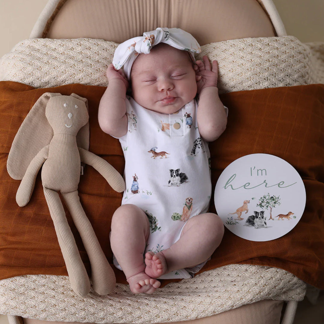 SNUGGLE HUNNY ORGANIC SHORT SLEEVE BODYSUIT - DOG PARK