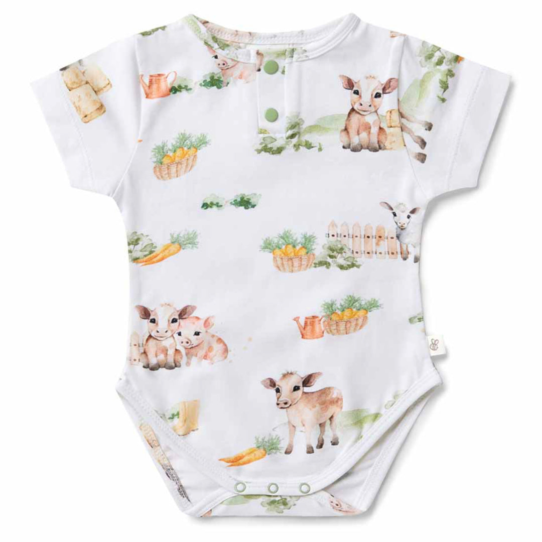 SNUGGLE HUNNY ORGANIC SHORT SLEEVE BODYSUIT - FARM