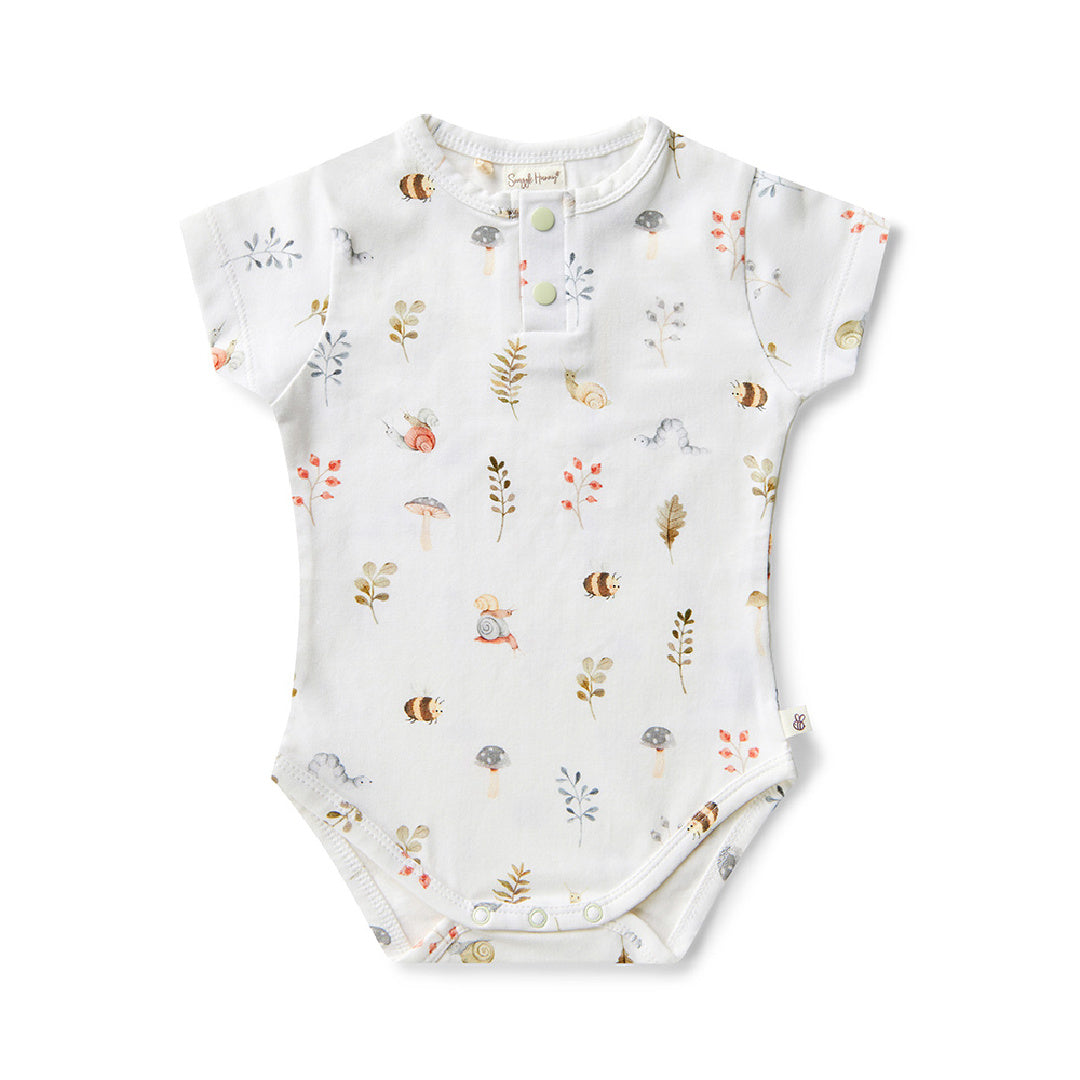 SNUGGLE HUNNY ORGANIC SHORT SLEEVE BODYSUIT - GARDEN FRIENDS