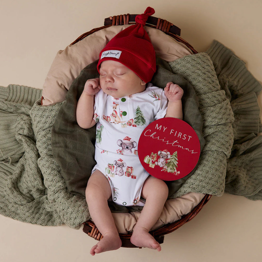 SNUGGLE HUNNY ORGANIC SHORT SLEEVE BODYSUIT - CHRISTMAS KANGAS AND KOALAS