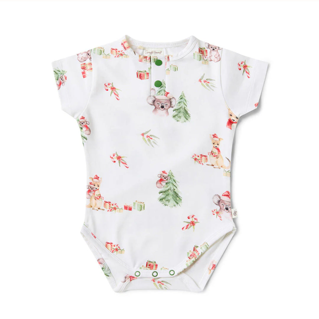 SNUGGLE HUNNY ORGANIC SHORT SLEEVE BODYSUIT - CHRISTMAS KANGAS AND KOALAS