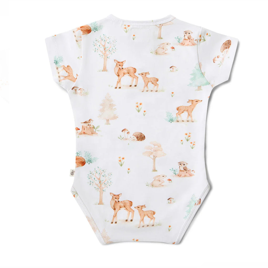 SNUGGLE HUNNY ORGANIC SHORT SLEEVE BODYSUIT - WOODLAND TALES