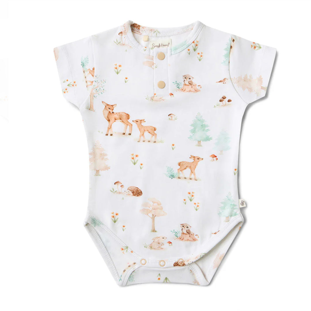SNUGGLE HUNNY ORGANIC SHORT SLEEVE BODYSUIT - WOODLAND TALES