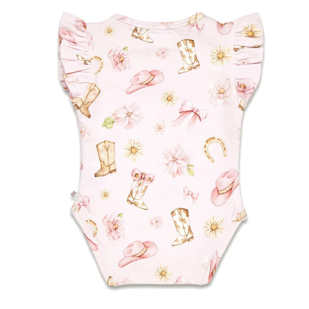 SNUGGLE HUNNY ORGANIC SHORT SLEEVE BODYSUIT WITH FRILL - BOOTS &amp; BOWS