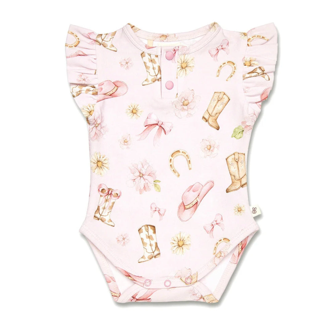 SNUGGLE HUNNY ORGANIC SHORT SLEEVE BODYSUIT WITH FRILL - BOOTS &amp; BOWS