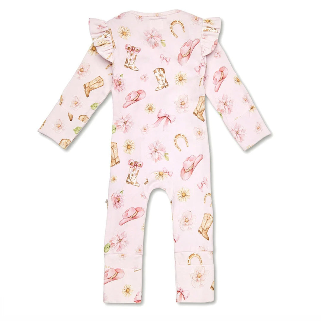 SNUGGLE HUNNY ORGANIC SNUGGLESUIT CONVERTIBLE ZIP ROMPER WITH FRILL -  BOOTS &amp; BOWS