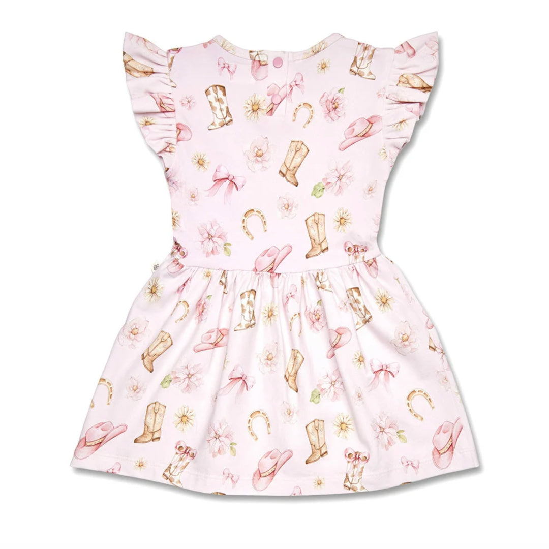 Snuggle Hunny Boots &amp; Bows Short Sleeve Organic Dress