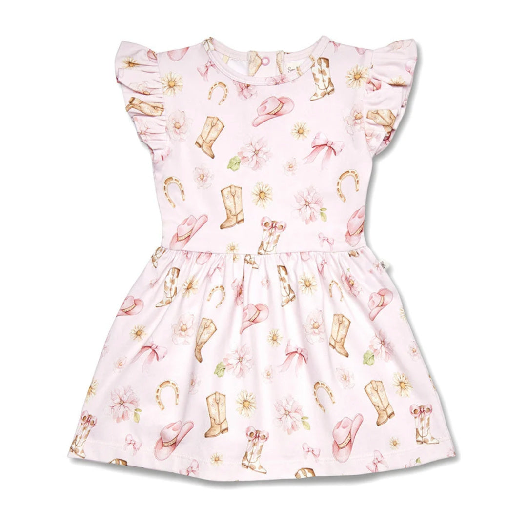 Snuggle Hunny Boots &amp; Bows Short Sleeve Organic Dress