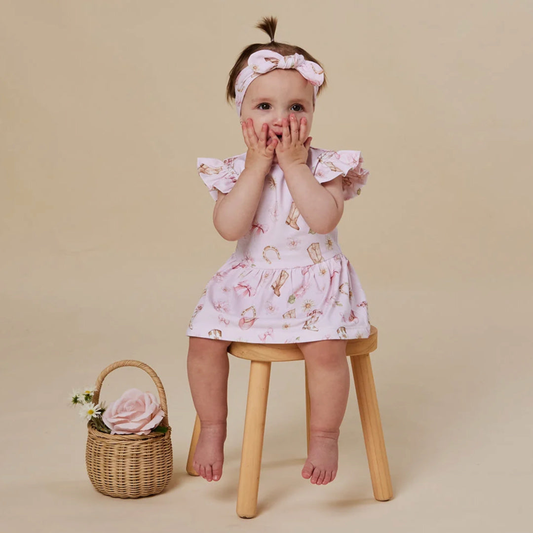 Snuggle Hunny Boots &amp; Bows Short Sleeve Organic Dress