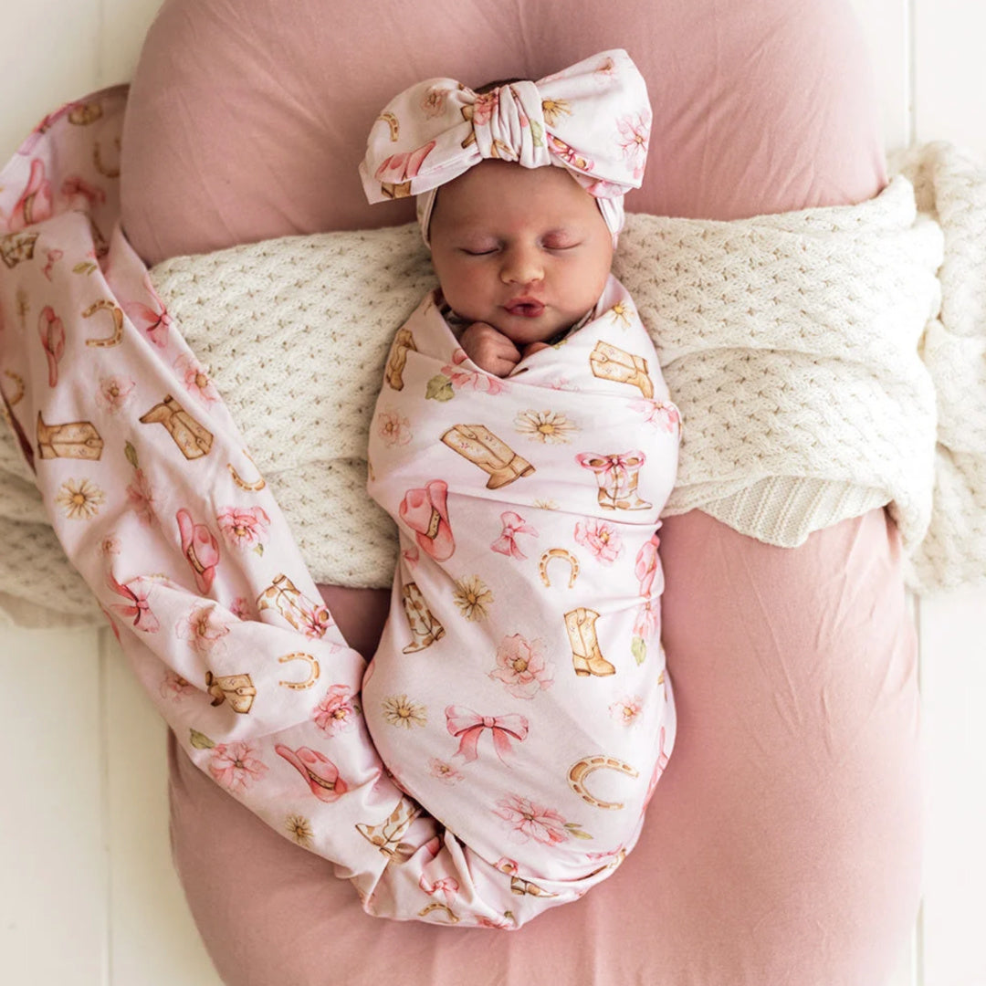 SNUGGLE HUNNY ORGANIC JERSEY WRAP AND TOPKNOT SET - BOOTS & BOWS