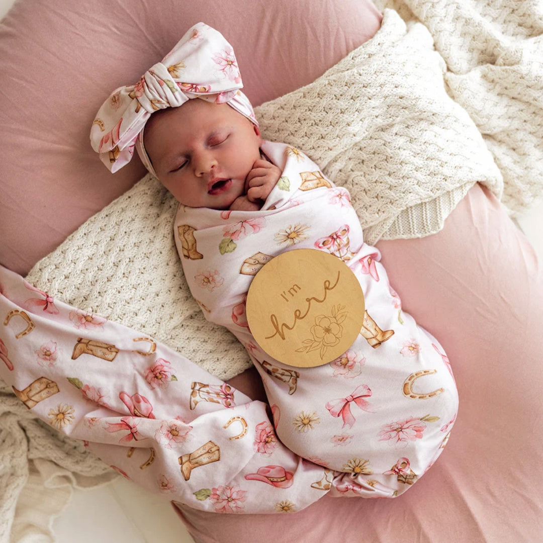 SNUGGLE HUNNY ORGANIC JERSEY WRAP AND TOPKNOT SET - BOOTS &amp; BOWS