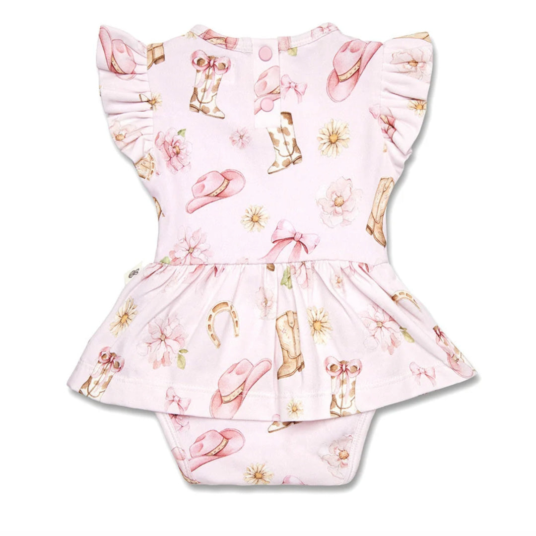 Snuggle Hunny Boots &amp; Bows Short Sleeve Organic Dress