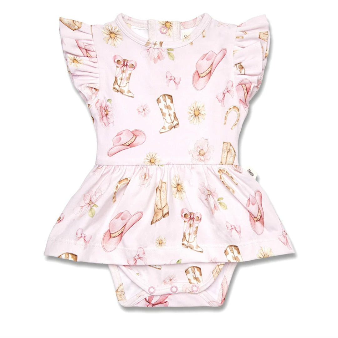Snuggle Hunny Boots &amp; Bows Short Sleeve Organic Dress