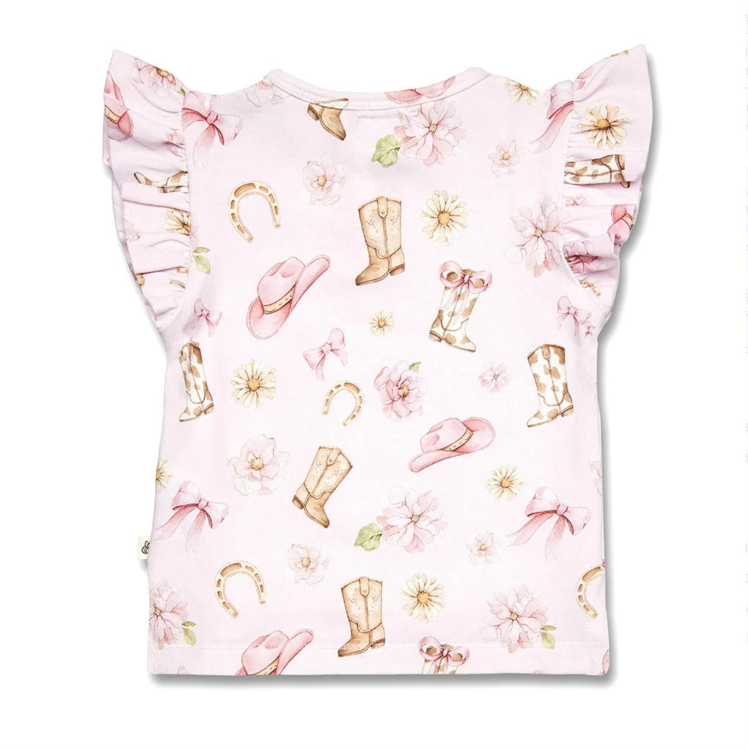 Snuggle Hunny Boots &amp; Bows Organic Short Sleeve Top with Frill