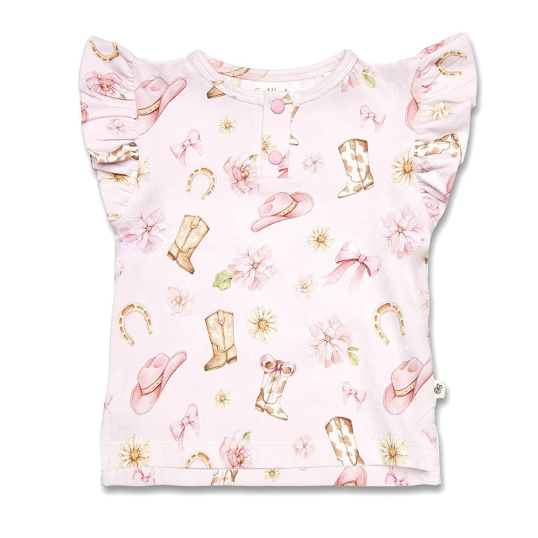 Snuggle Hunny Boots &amp; Bows Organic Short Sleeve Top with Frill