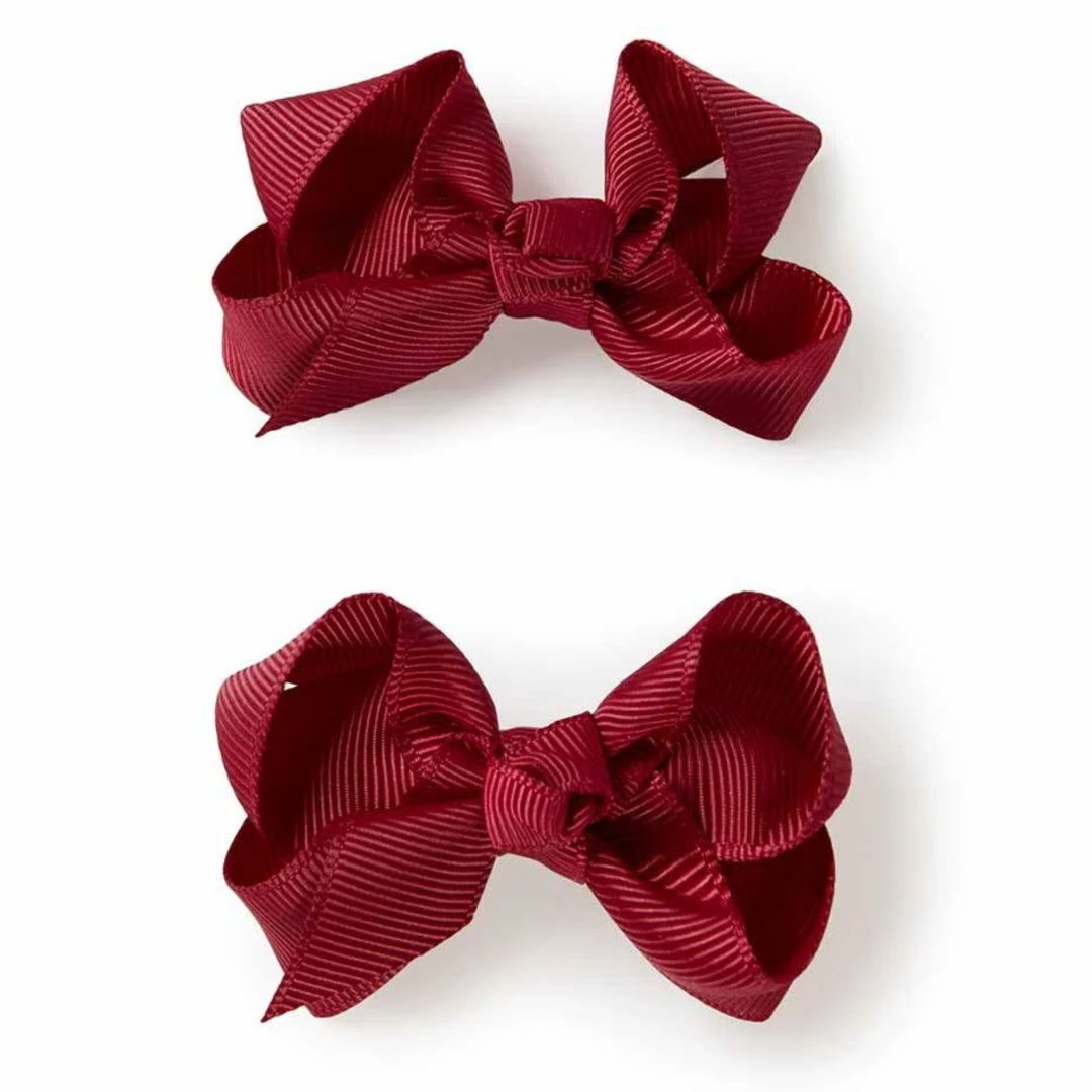 SNUGGLE HUNNY BOW CLIPS - SMALL PIGGY TAIL PAIR - BURGUNDY