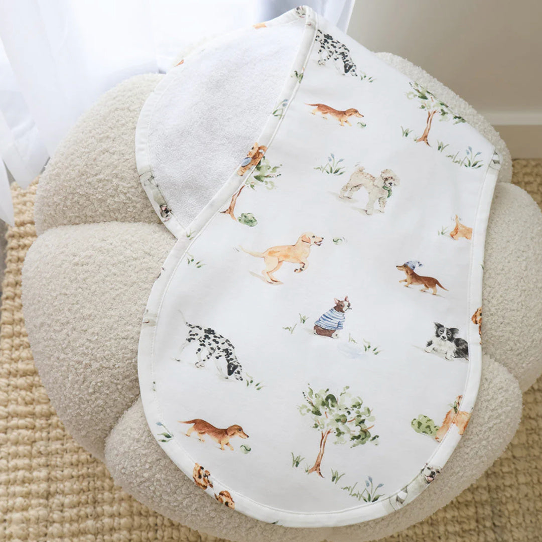SNUGGLE HUNNY ORGANIC COTTON BURP CLOTH - DOG PARK