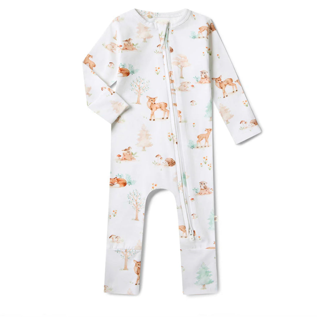 SNUGGLE HUNNY ORGANIC SNUGGLESUIT CONVERTIBLE ZIP ROMPER - WOODLAND TALES