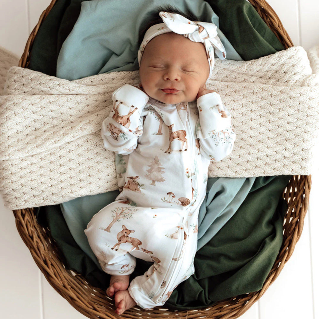 SNUGGLE HUNNY ORGANIC SNUGGLESUIT CONVERTIBLE ZIP ROMPER - WOODLAND TALES