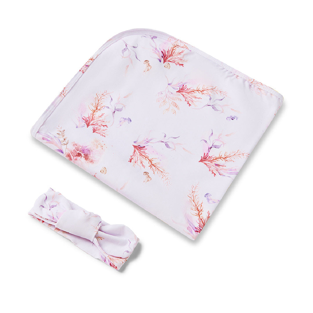 SNUGGLE HUNNY ORGANIC JERSEY WRAP AND TOPKNOT SET - CORAL