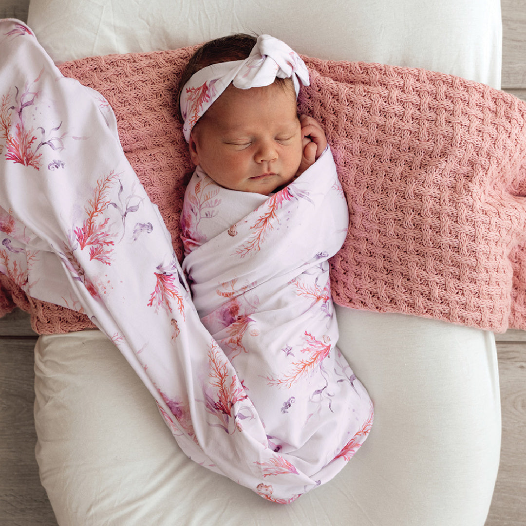 SNUGGLE HUNNY ORGANIC JERSEY WRAP AND TOPKNOT SET - CORAL