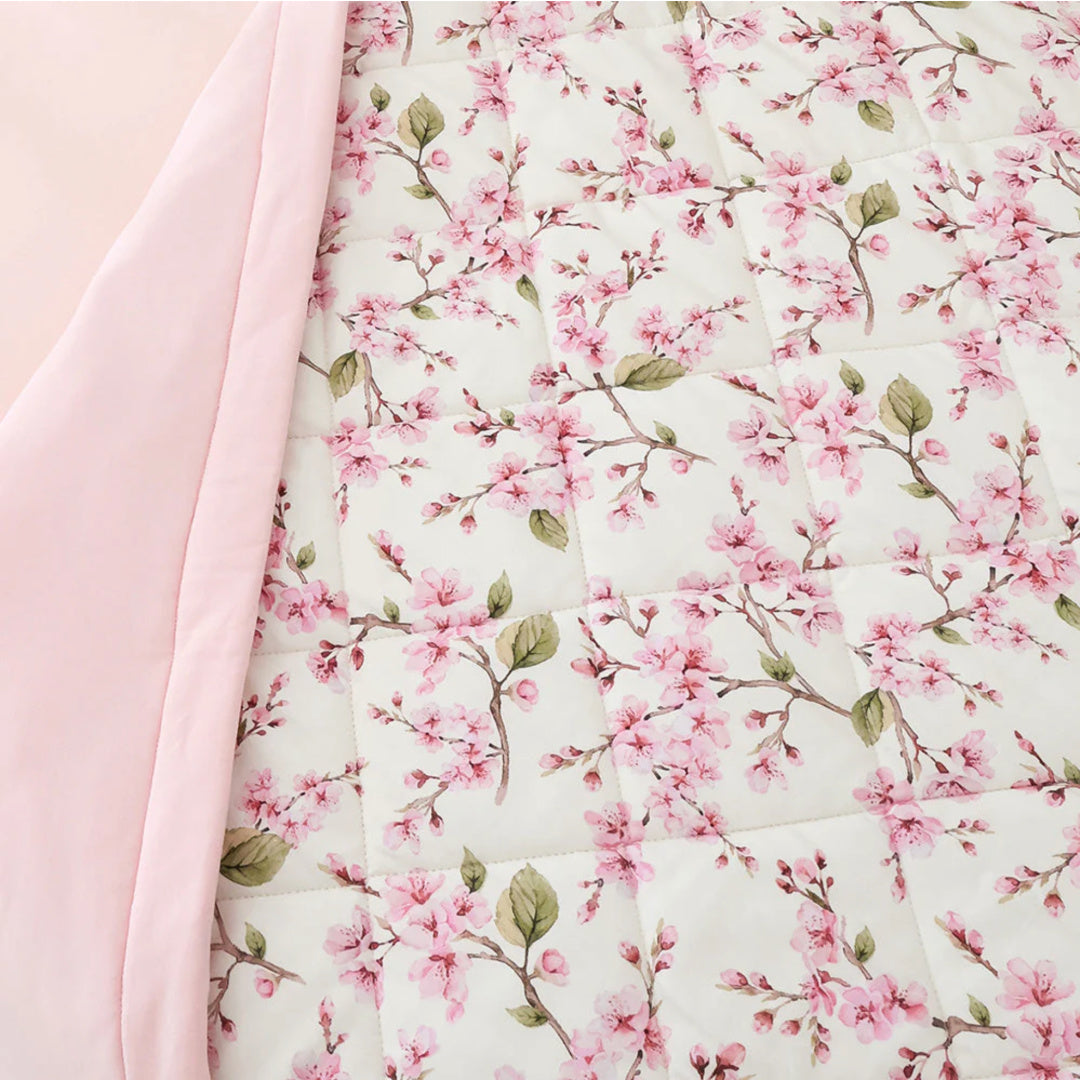 SNUGGLE HUNNY ORGANIC COTTON COT COMFORTER - CHERRY BLOSSOM