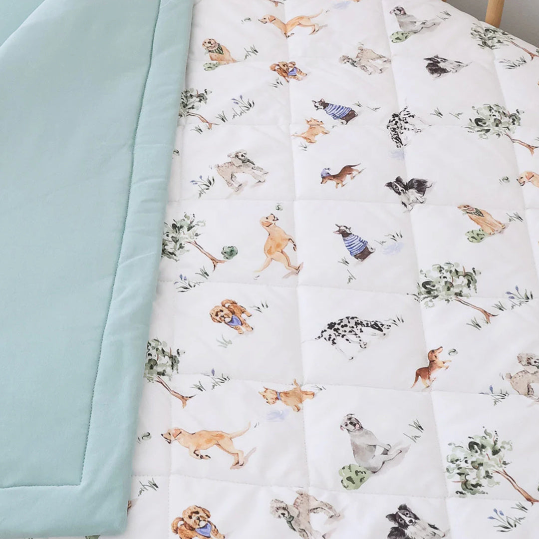 SNUGGLE HUNNY ORGANIC COTTON COT COMFORTER - DOG PARK