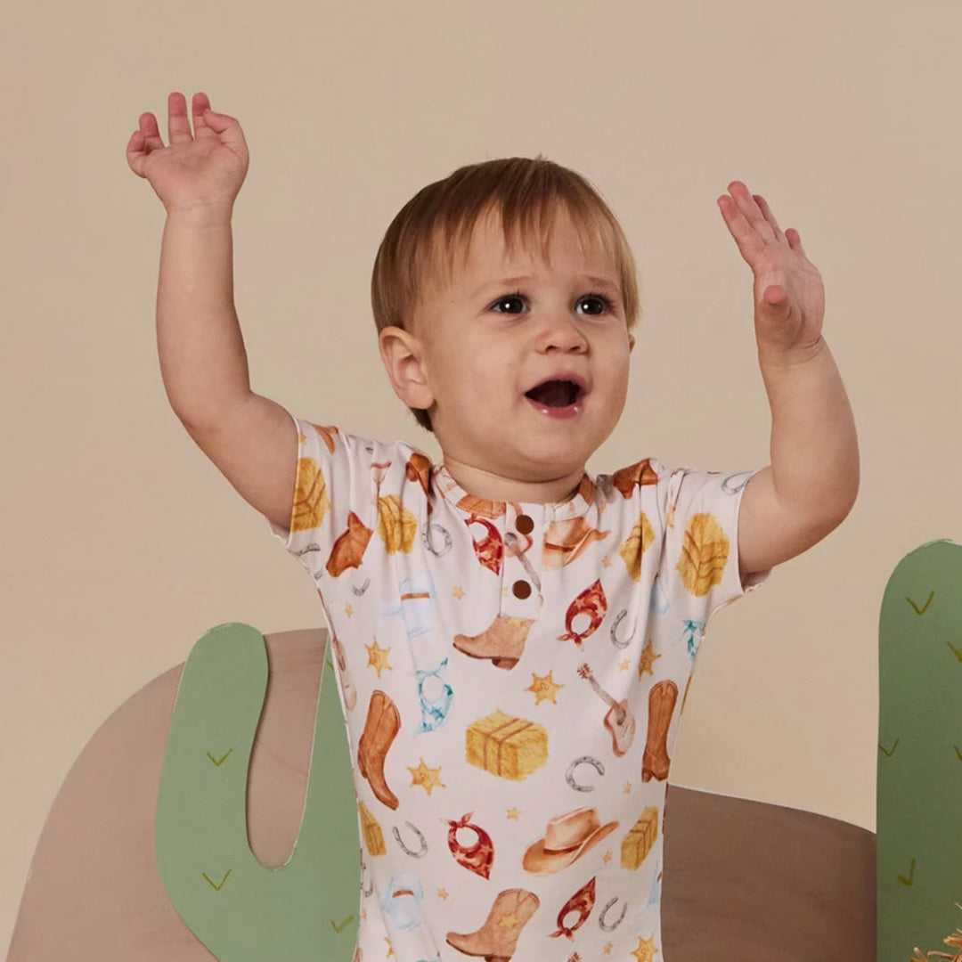 Snuggle Hunny Cowboys Short Sleeve Organic Bodysuit