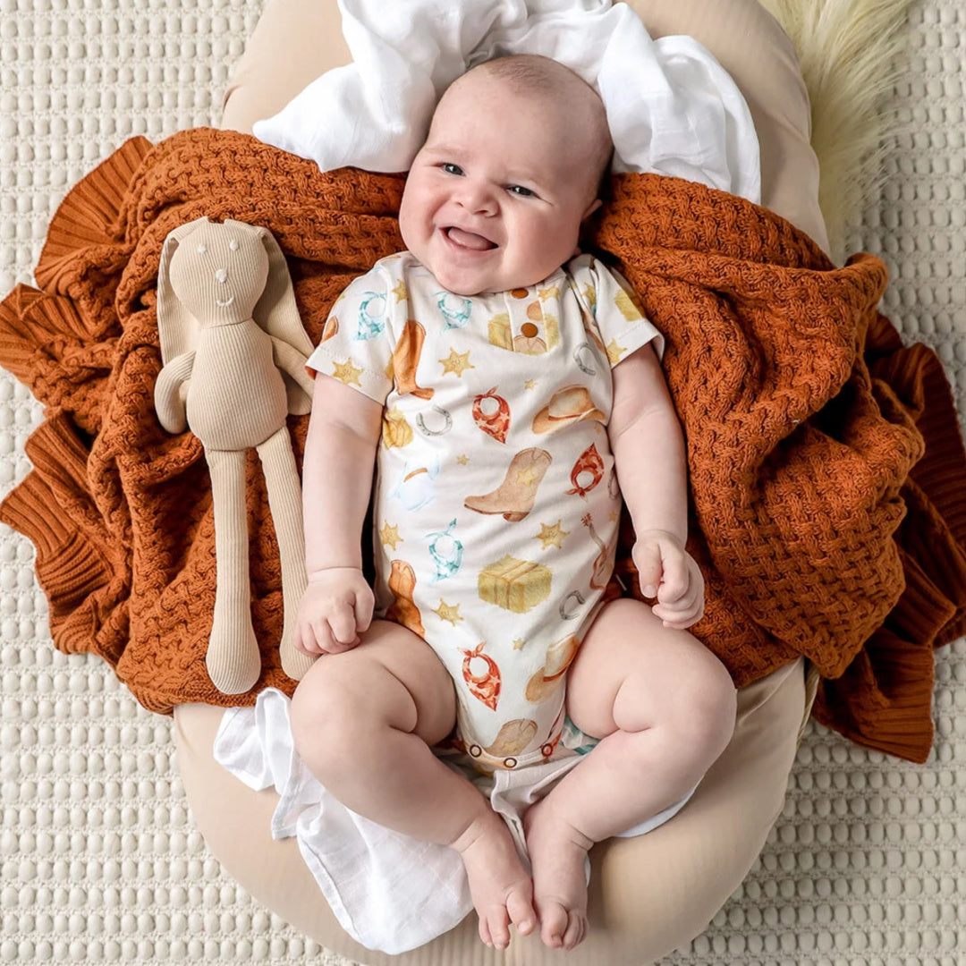 Snuggle Hunny Cowboys Short Sleeve Organic Bodysuit